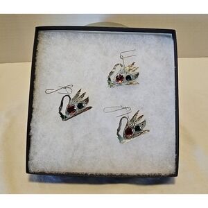 Vintage Swan Tin Christmas Ornaments Handmade Set Of 3 Wm.J.Rigby Co. N.Y.